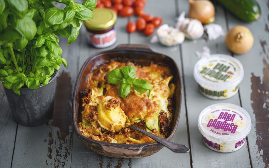 Välimerellinen jauheliha-perunavuoka