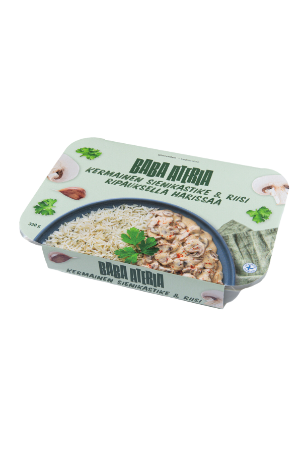 Baba Ateria: Kermainen sienikastike & riisi (ripauksella harissaa)